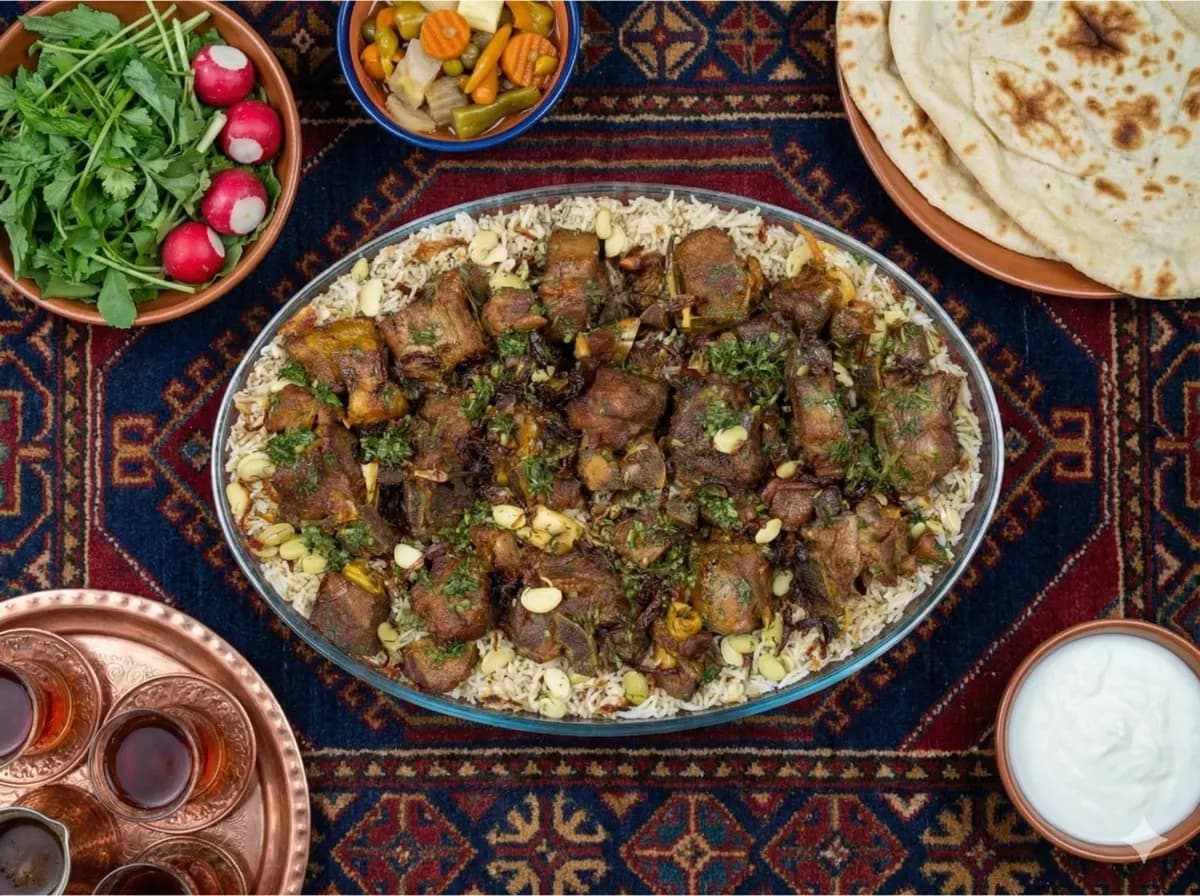 Rice, beans, and dill with meat